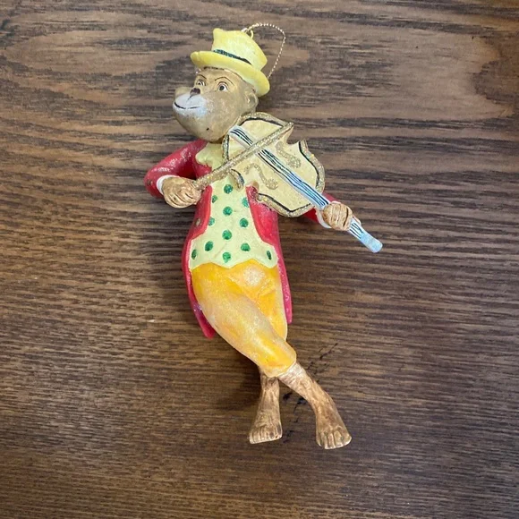 Holiday Monkey Ape Playing Musical Instruments Christmas Ornaments - Picture 2 of 3